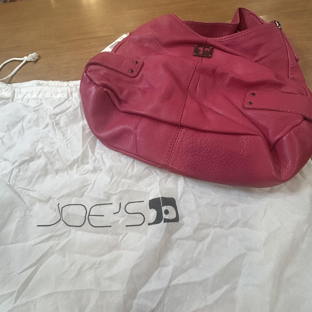 Joe's Hobo Bag Womens Large Raspberry Leather Studded Shoulder Purse Dust Bag